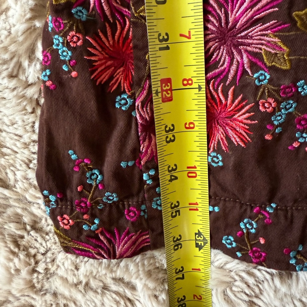 Johnny Was Embroidered Brown Cotton Coat Romantic Maximalist Medium Floral - Picture 6 of 9